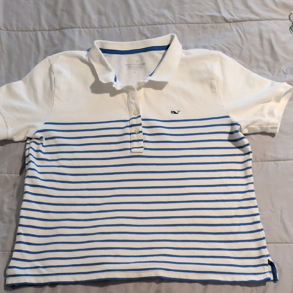 Striped Vineyard Vines Heritage Polo Shirt Ladies Large